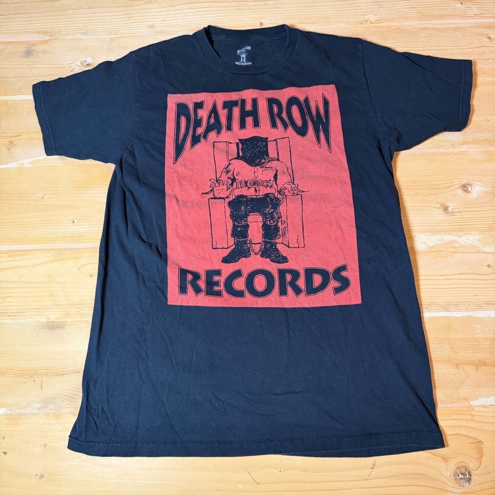 Death Row Records Mens Graphic T-Shirt Black Red Hip Hop Logo Size M